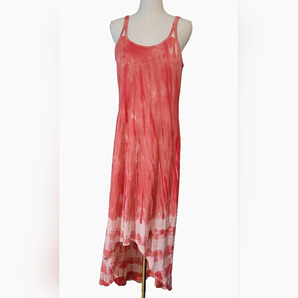 Athleta Maxi Dress Tie-Dye Black High-Low Size
Medium Sleeveless Inner Bra‎
